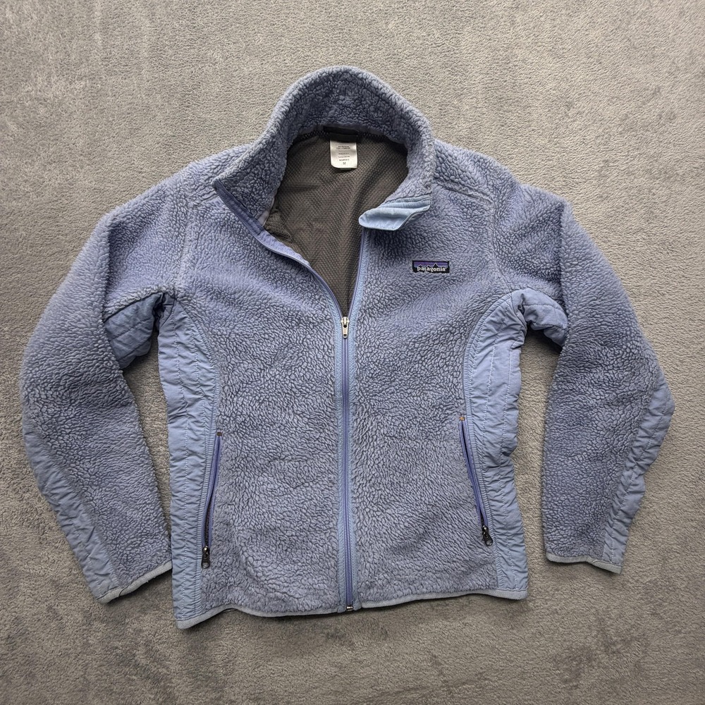 Patagonia Synchilla Fleece Jacket Womens Medium Blue Full Zip Made In USA Warm